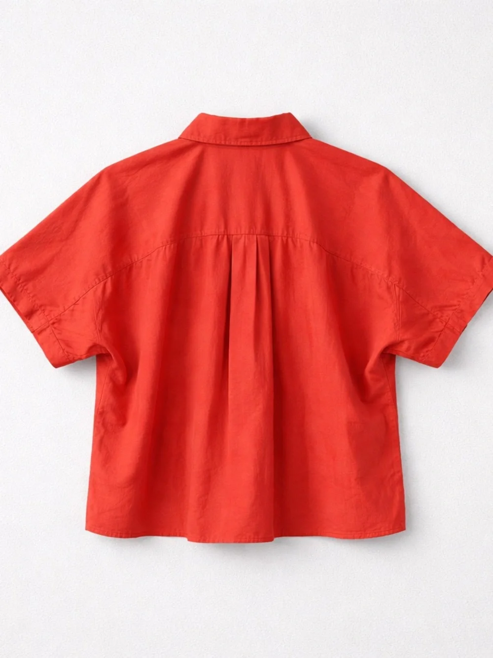EILEEN FISHER ORANGE ORGANIC COTTON BOXY BUTTON FRONT MINIMALIST TOP SZ L - Picture 3 of 4